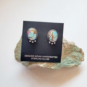 Handcrafted Sterling Silver Earrings Cotton Candy Stone Native American Handmade